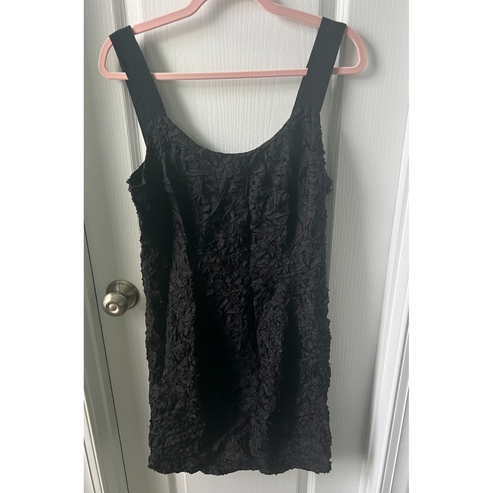 Eileen Fisher Womens Dress Black Silk Sleeveless Crinkle Party Cocktail Size 8